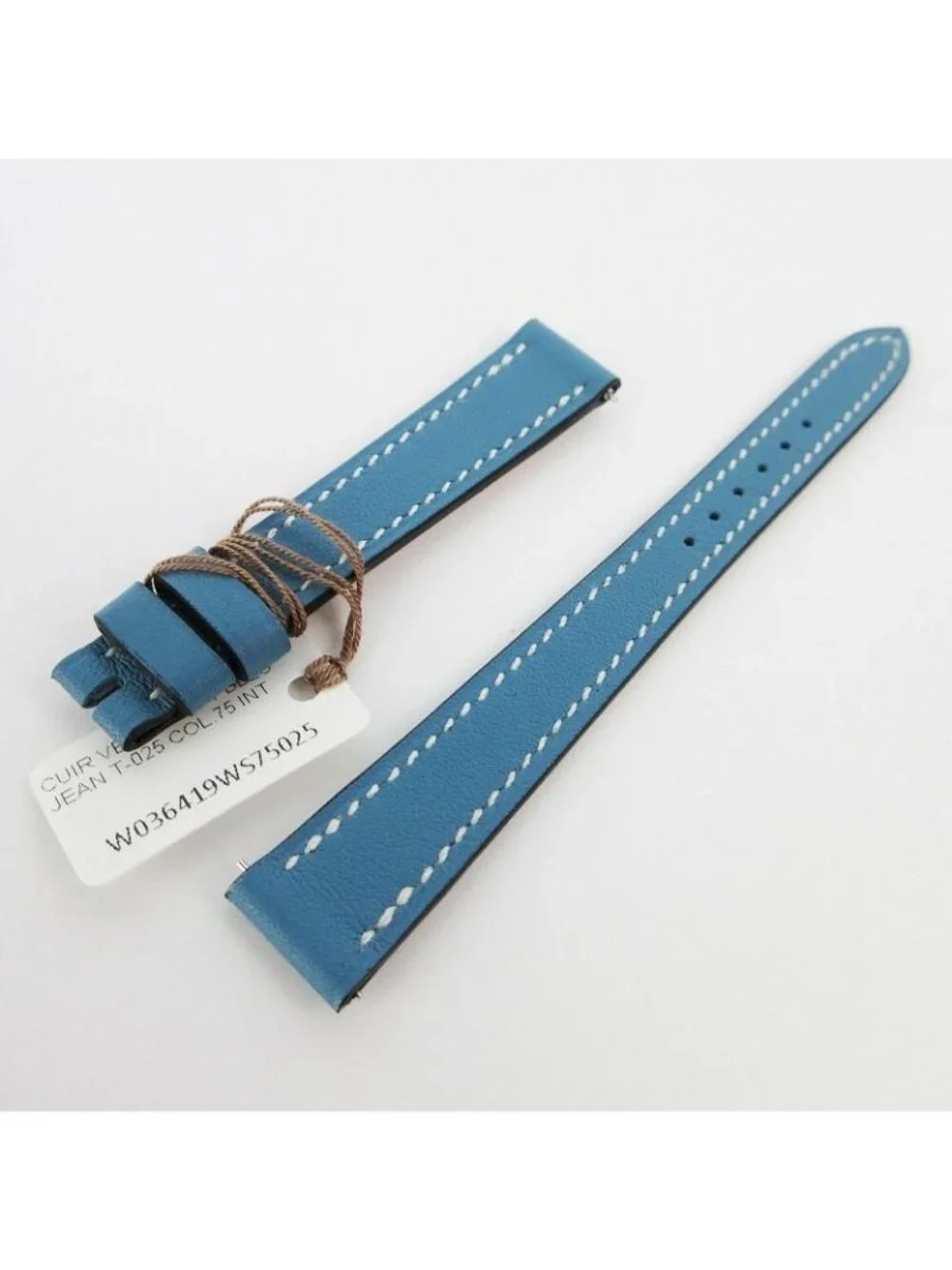 Hermes Watch TPM Replacement Band Swift Leather Blue Jean Lug Width 12